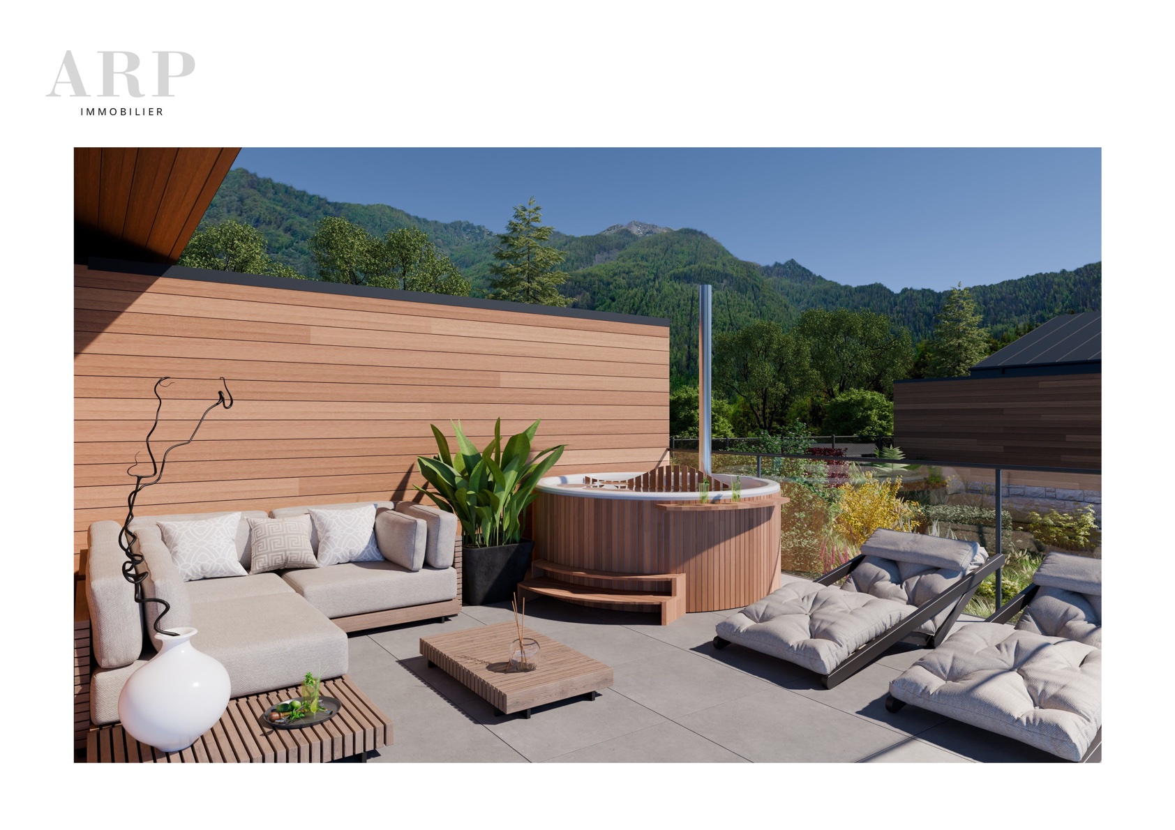 Terrasse avec jacuzzi